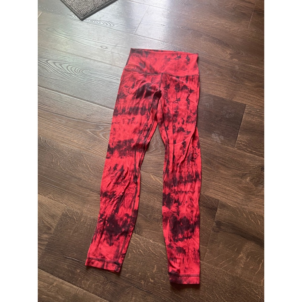 Lululemon Align High-Rise 25"‎ Leggings Red Black Tie Dye Size 4